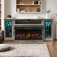 75-inch Electric FireplaceTV Stand 3-side Glass LED Modern Media Entertainment Center Console Adjustable Flame 40-inch 2