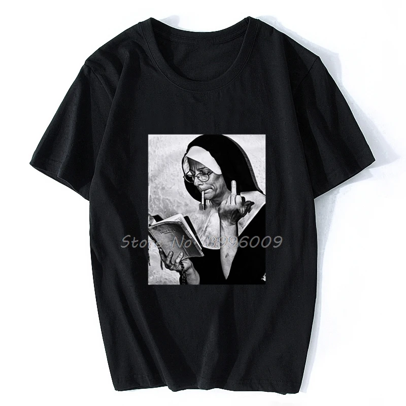 T Shirt Hot Smoking Nun Nonne Religieuse Finger Flip Bird Middelfinger  Mittelfinger Stinkefinger Funny Swag Men Tshirt - T-shirts - AliExpress