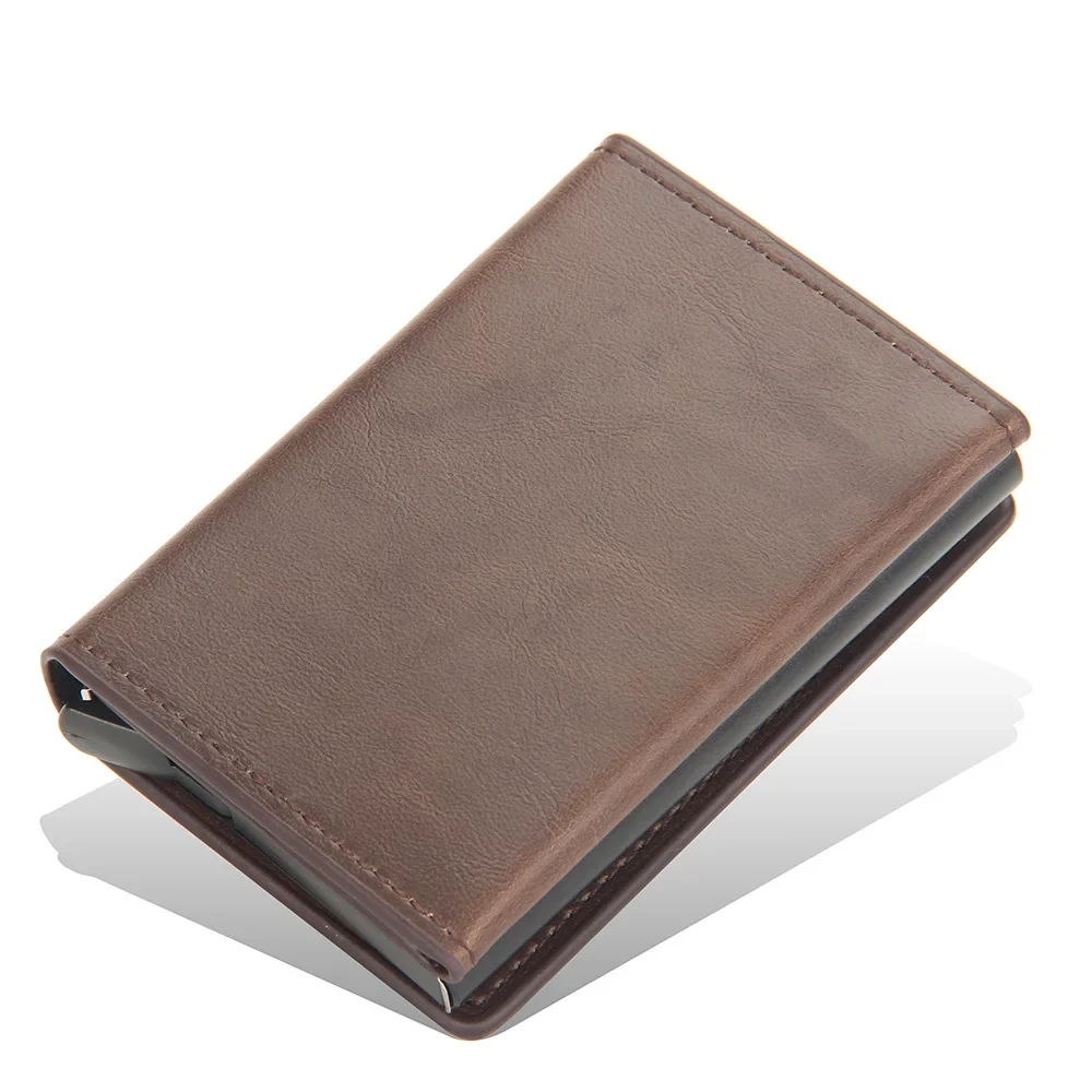 Premium Leather RFID Blocking Credit Card Holder with Magnetic Buckle Closure