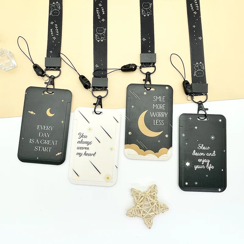 Simple Star Moon Cartoon Card Holder Campus Student Card Work Permit Bank Bus ABS Plastic Cover 1 Pcs card holder