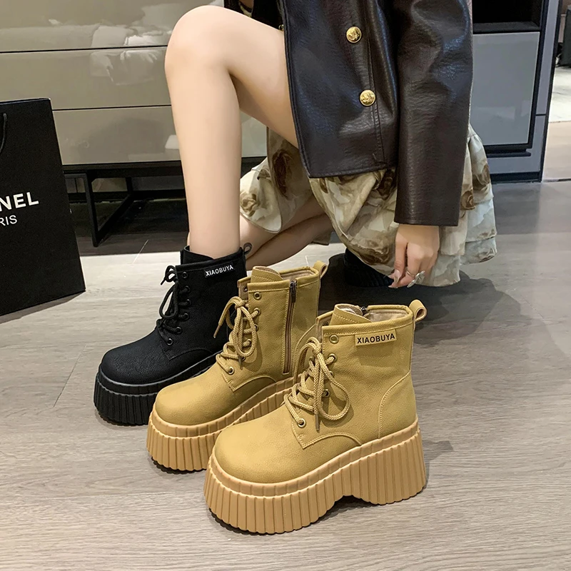 

Женские ботинки с круглым носком, осенние ботинки на плоской подошве в стиле «Лолита», до середины икры, 2023