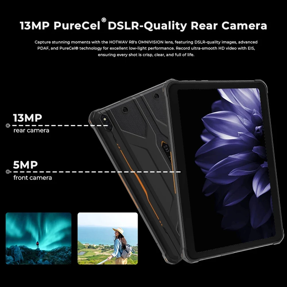 HOTWAV R8 4G Rugged Tablets Android 14 10800mAh Battery Pad 10.1 Inch  Screen 4GB+128GB 5MP+13MP Camera Tablet PC Global Version