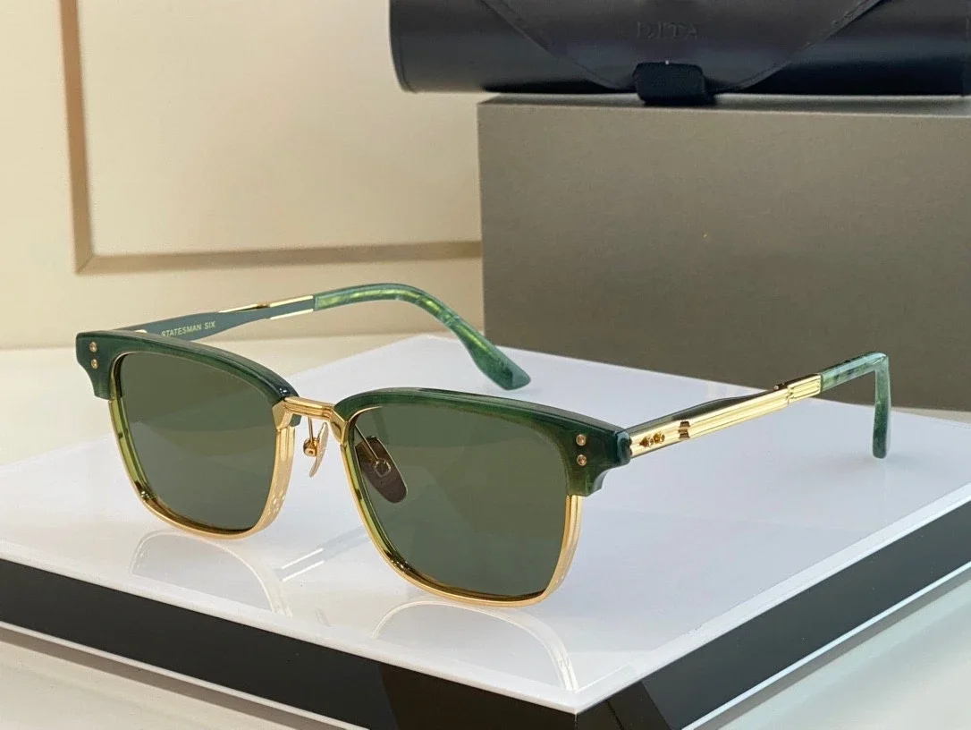

Sunglasses Luxury Brand 2024 ACETATE Oval Model Statesman Six Pilot Sunglasses Oculos De Sol Masculino with Original Case