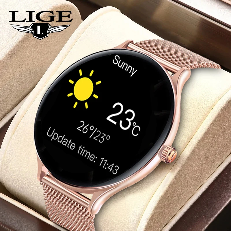 LIGE Very Thin Alloy Shell New Waterproof Sport For Ladies Smart Watch