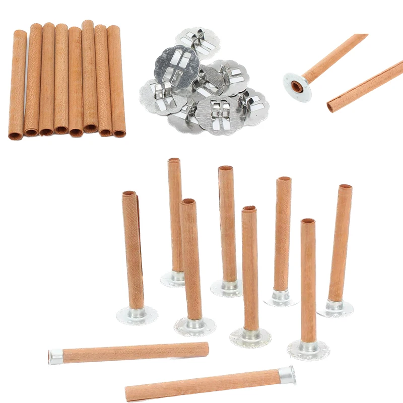 5pcs 50-95mm Cylindrical Wooden Candle Wicks Set Wood Candle Cores Base DIY Making Craft Soy Parffin Wax Wick candle wicks candle wick