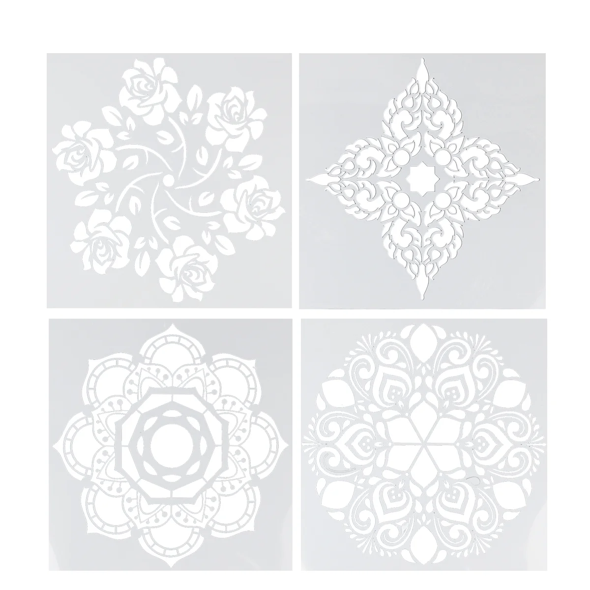 

Mandala Flower Pattern Drawing Templates Drawing Stencils Hollow Out Stencils for Room Home Bedroom, 4pcs