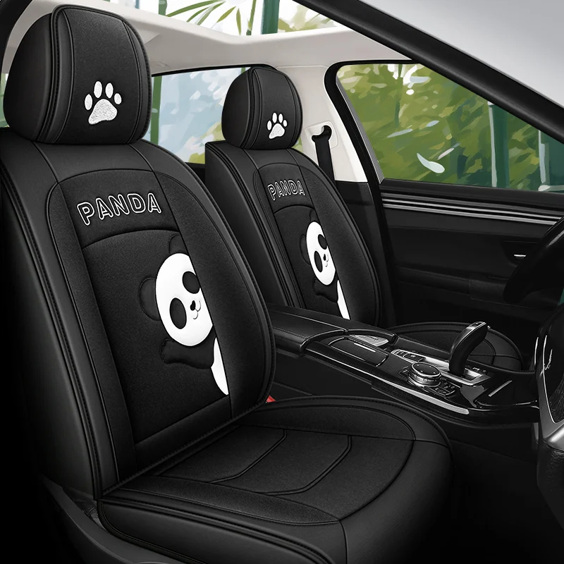 

Car Seat Cover Cartoon Panda Fully Enclosed Special Seat Cushion Seat Cover Four Seasons Universal Cotton And Linen Leather