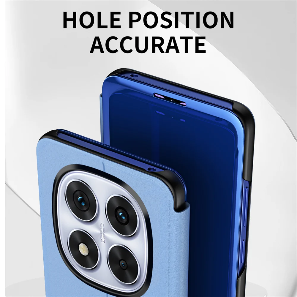 Premium Mirror Flip Leather Phone Case with Shockproof Kickstand Holder Cover
