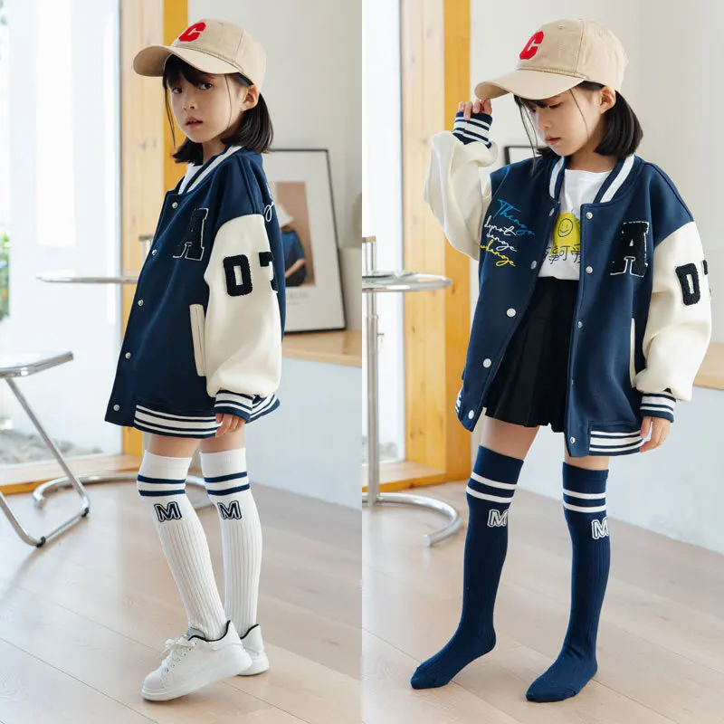 Kids Boys Girls School JK Sock Fashion Letter M Knee High Long Sock for Toddler Stocking Children Spring Autumn Cotton Soft Sock