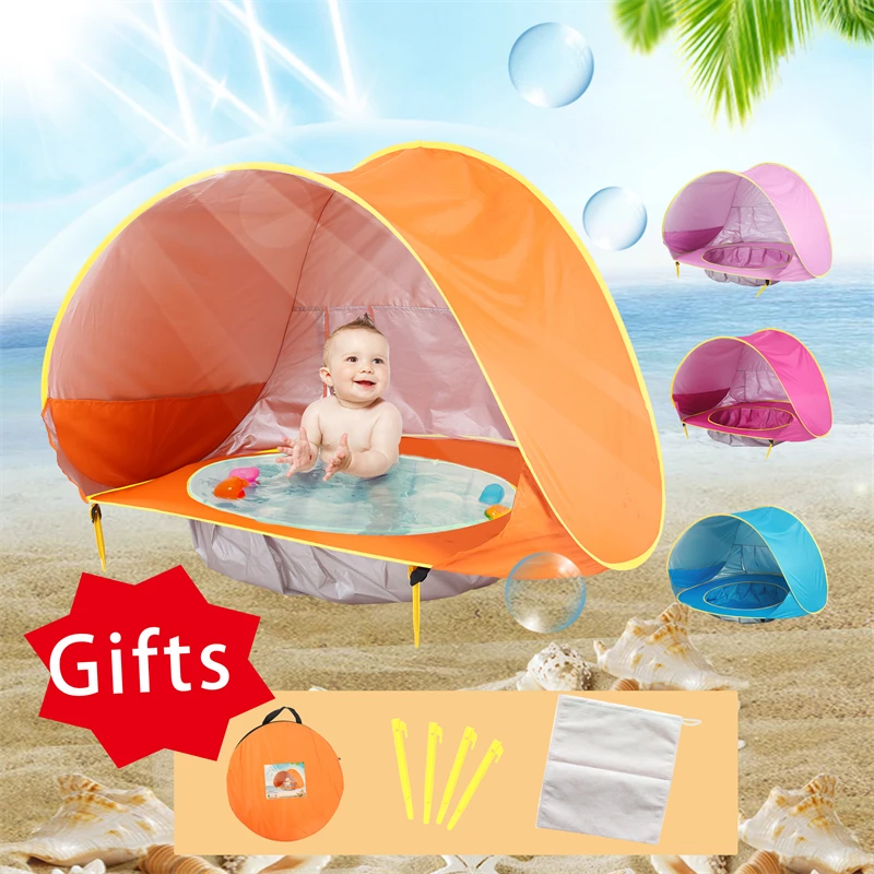 Baby Beach Tent Portable Shade Pool UV Protection Sun Shelter For Infant Outdoor Toys Child Swimming Pool Play House Tent Toys 1 set outdoor faucet lock anti theft garden hose tap lock water spigot lock faucet protection cover