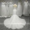 Ashley Carol Mermaid Wedding Dress 2023 Beading Crystal Appliques Spaghetti Straps Backless Long Train Wedding Gown Real photos 2