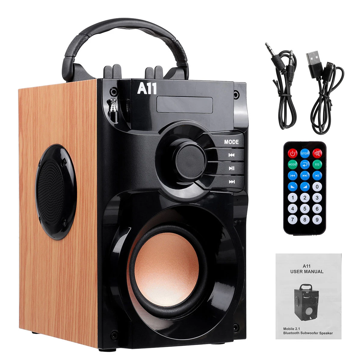 A11 przenośny głośnik Bluetooth bezprzewodowy Subwoofer Stereo głośniki  basowe centrum muzyczne obsługa radia FM TF AUX USB pilot|Przenośne głośniki|  - AliExpress