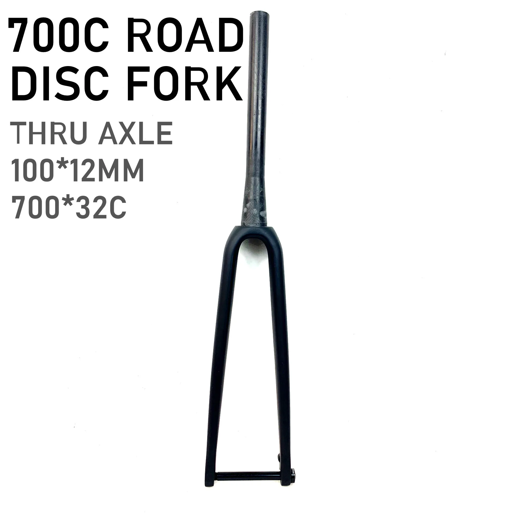 Carbon Road Bike Fork Carbon 700c Disc Max Tire 32c Flat Mout 140mm Thru Axle 100x12mm Inner