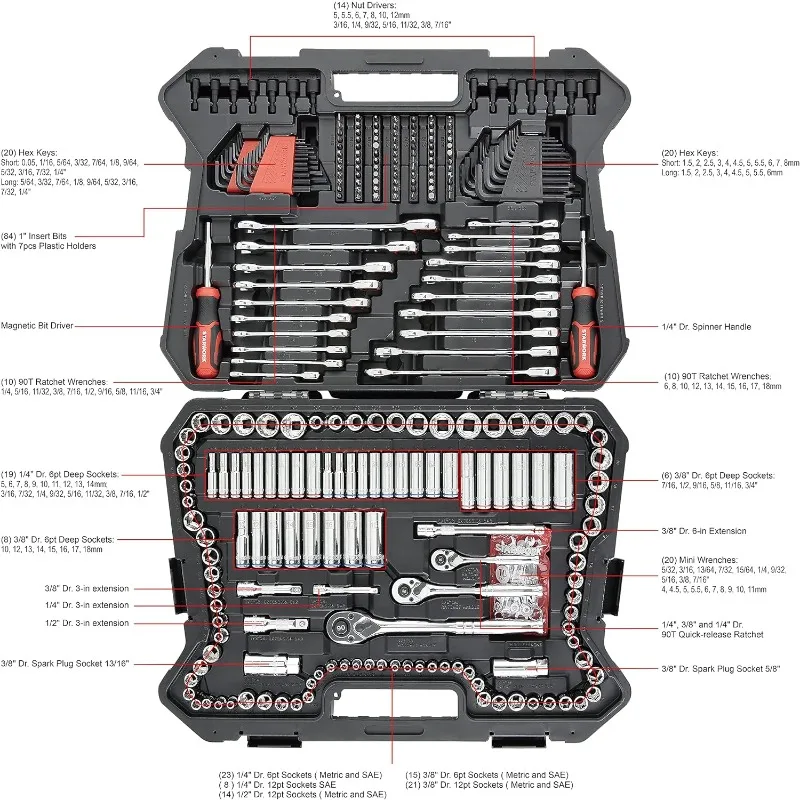 STARWORK TRUE MECHANIC&trade; 303-Piece Mechanics Tool Set SAE/Metric car accessories