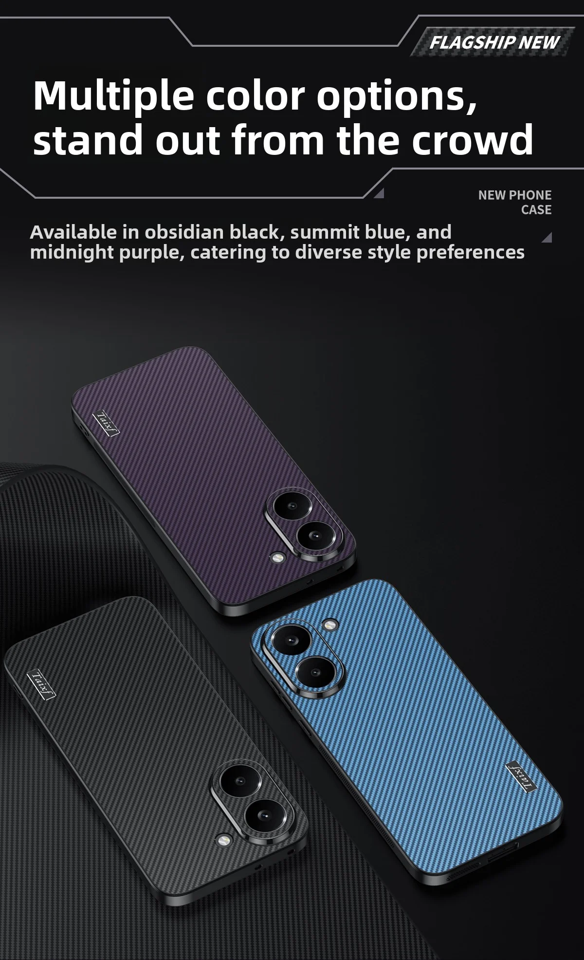Luxury Hard PU Carbon Fiber Protective Back Cover Case