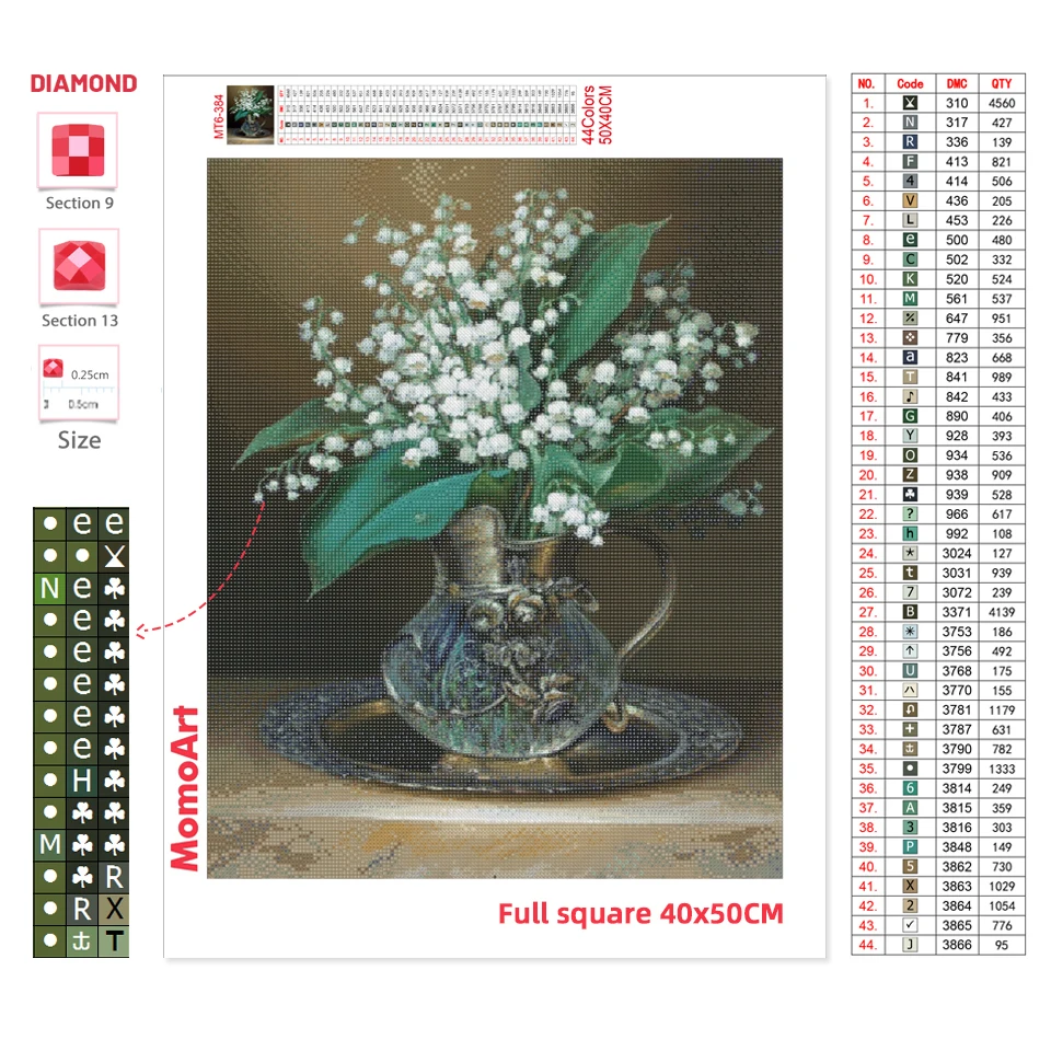 Diamond Painting 5D Diamond Mosaic Lily Of The Valley Flower Picture Rhinestones Full Square Beads Embroidery Home Decor