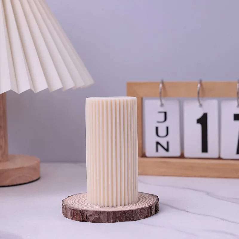 Striped Cylindrical Silicone Candle Mold DIY Handmade Scented Soap Molds European Roman Column Resin Plaster Home Decor Making Silicone Mold Silicone Candle Mold Silicone Candle Molds Candle Mold Cylindrical Candle Mold