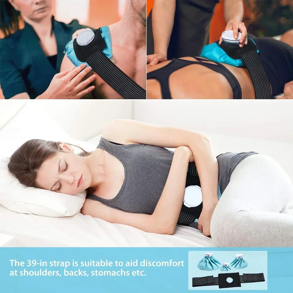 Ice Pack Bag for Injuries Reusable Ice Bag Hot Water Bag Hot & Cold Therapy for Pain Relief No-Leak Elastic Breathable Cold Pack