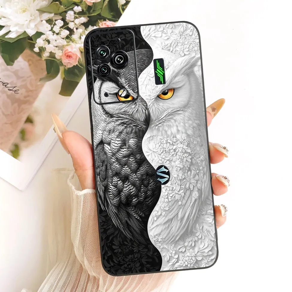 Cute Cat & Butterfly Design Silicone Case - Black Shark 5 Pro