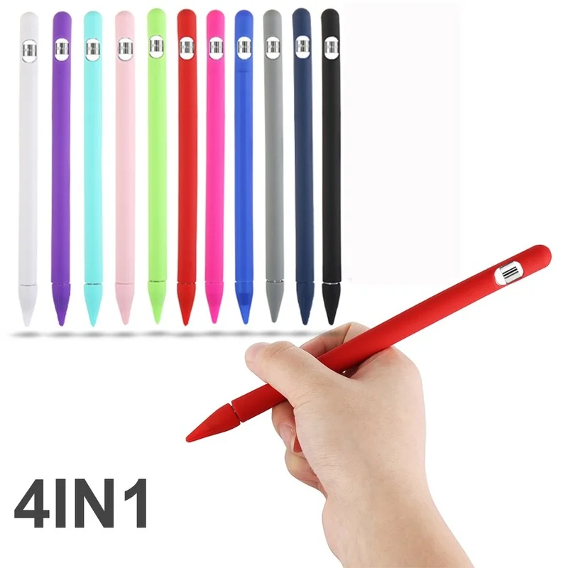 Generation Case for IPad Tablet Touch Pen Stylus Protective Sleeve Case 4-in-1 Colorful Soft Silicone Cover for Apple Pencil 1st