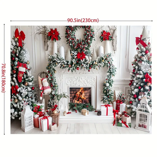 Avezano Sfondo fotografico natalizio rustico in legno bianco con albero di Natale, idea regalo per famiglia, Natale, vacanze, feste, ritratti
