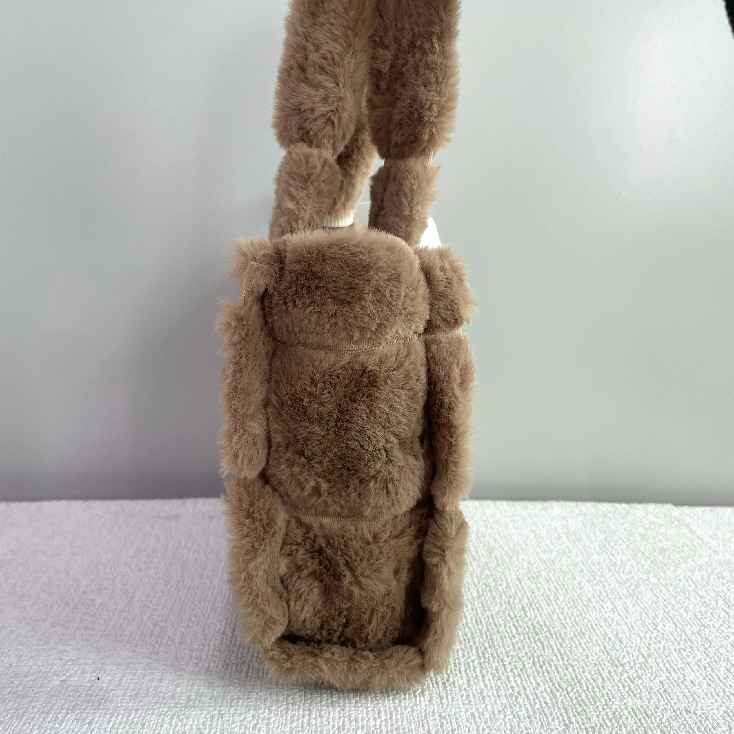 Winter Faux Fur Shopper Tote Bag for Women Plush Handbag Designer Fluffy Wool Shoulder Bag Women Furry Crossbody Messenger Bag