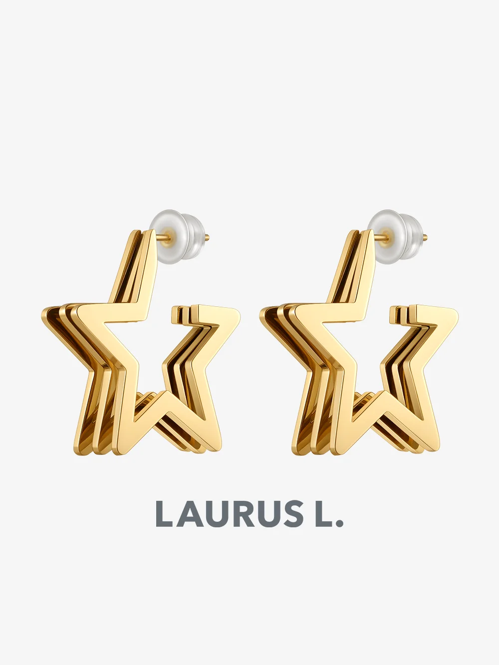 

LAURUS L. Gold Color Pentagram Drop Earring For Women Multilayer Star Shaped Stainless Steel Unique Unisex Jewelry Minimalism