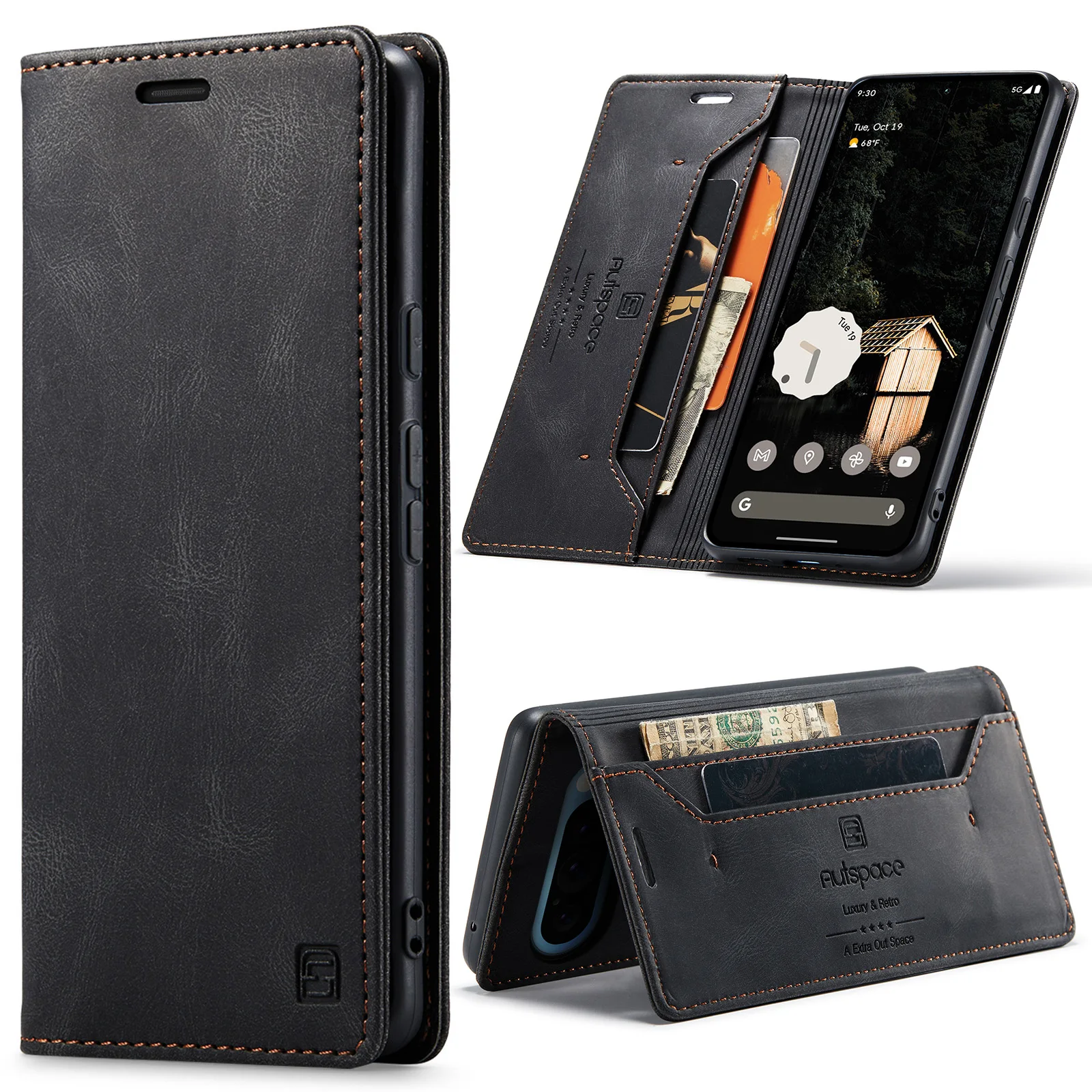 Luxury RFID Magnetic Leather Wallet Case with Card Slots