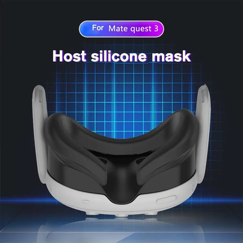 

Silicone VR Face Mask Lightproof VR Facial Interface Sweatproof Mask Face Cushion Replacement for Meta Quest 3 Accessories