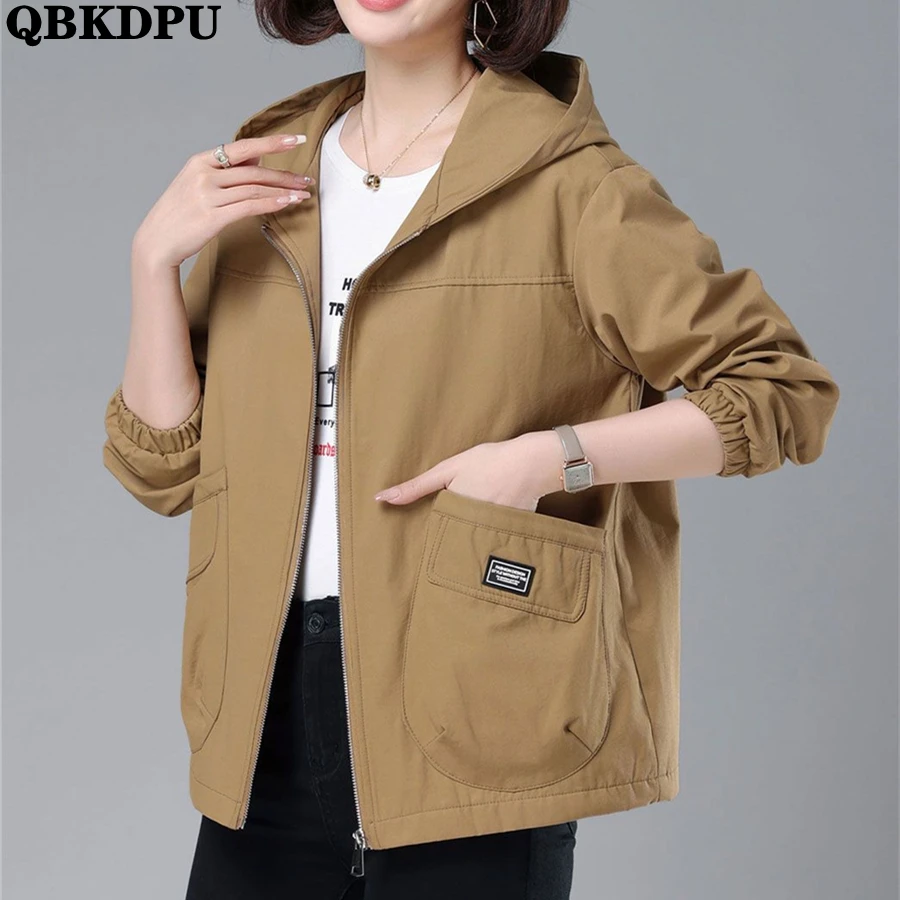

Oversize 4xl Casual Hooded Jacket Spring Women Ceketler Basic Solid Loose Coat Long Sleeve Outerwears Korean Streetwear Chaqueta