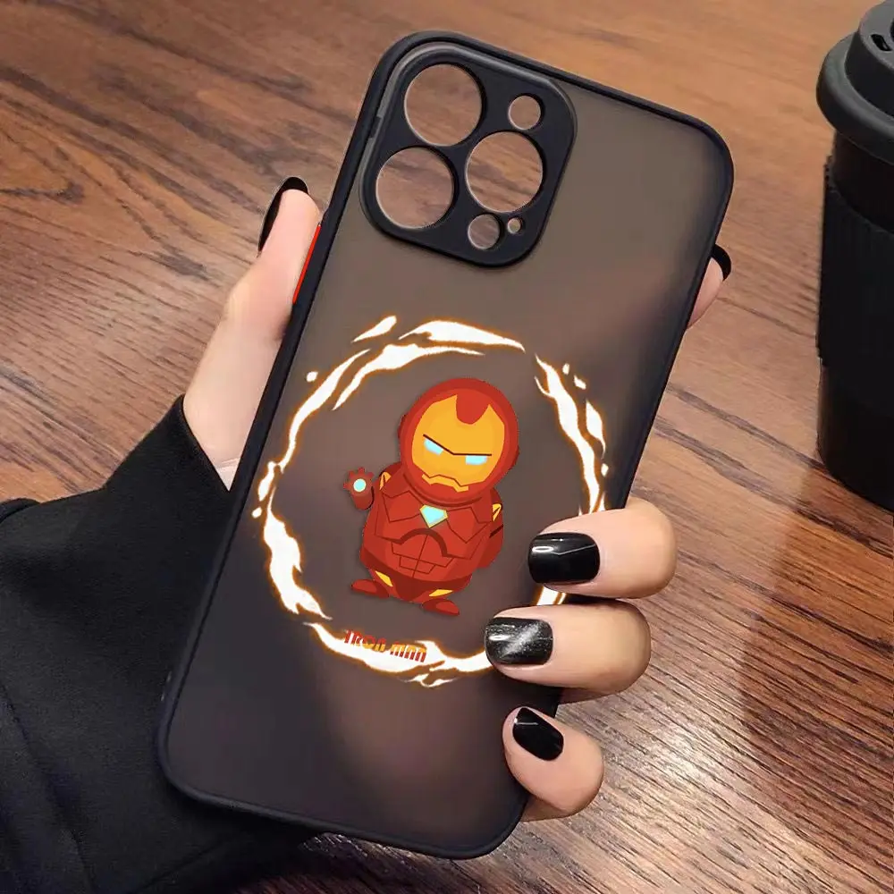 Case for iPhone Apple 14 13 11 12 MINI Pro XS Max XR X 7 8 SE 2022 2020 6 6S Plus Case Marvel Cartoon Hero Spider-Man Lron Man