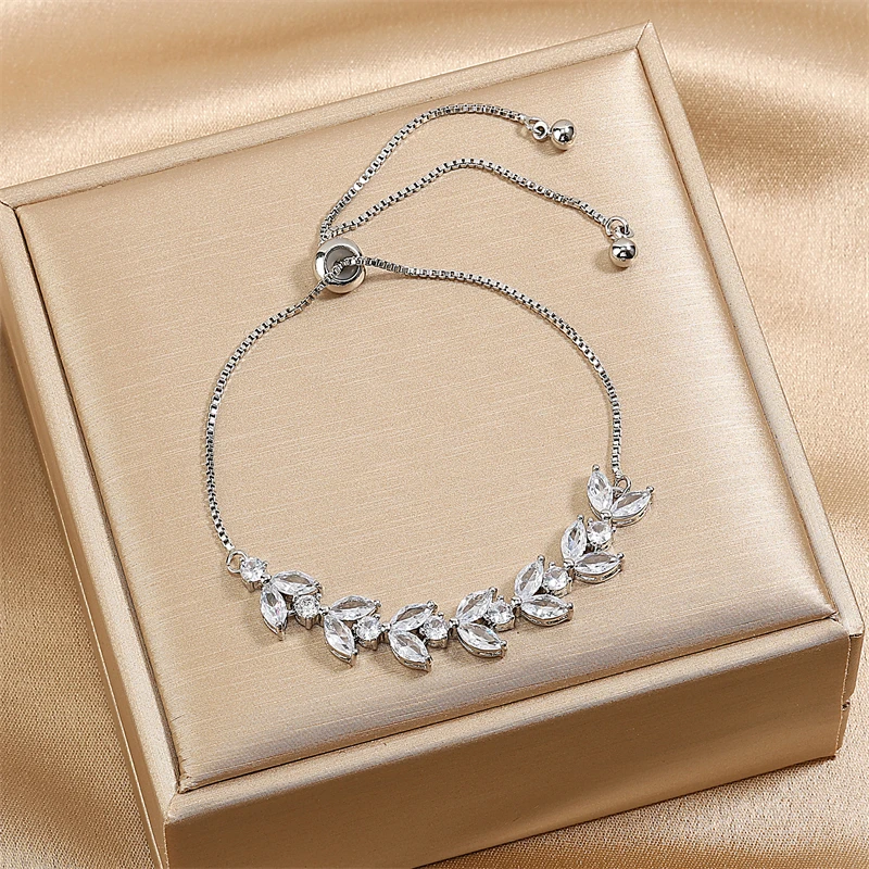 ZAKOL Shiny Crystal Adjustable Bracelet for Women Fashion Trendy