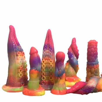 Glow-in-the-dark animal dildo Silicone penis tongue octopus tentacle masturbator anal plug sex toy for men and women Sm flirting 4
