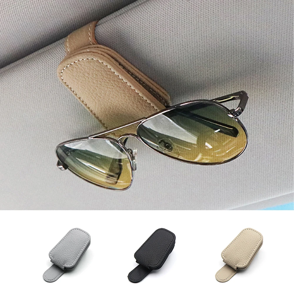 

Multifunction Car Sun Visor Glasses Clip Leather Magnetic Eyeglasses Clip Sunglasses Holder Hanger Universal Interior Accessorie