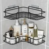 Bathroom Corner Triangle Shelf  Wall Mounted Storage Shelves Shampoo Holder Cosmetic Rack Iron Shower Drain Basket Organizer 1
