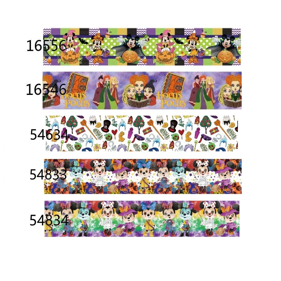 1 Pollice 1-1/2 "25Mm 38Mm Halloween Disney Hocus Pocus Topolino Nastro Grosgrain Stampato Per Fiocchi Per Capelli