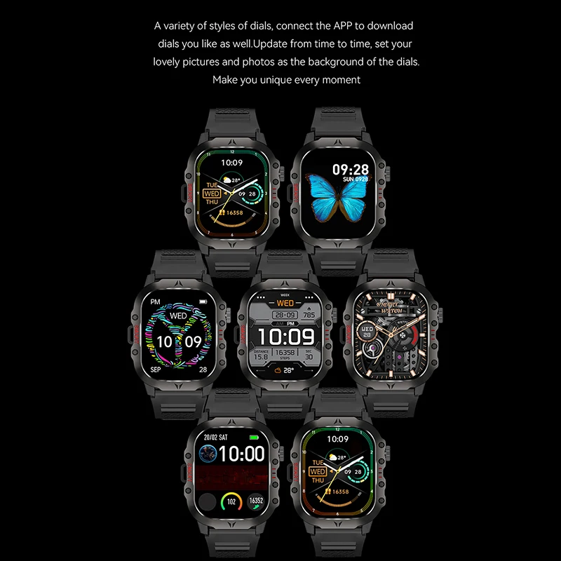 2026 New 2.01-inch AMOLED Outdoor Smart Watch NFC Heart Rate Health Monitoring IP68 Bluetooth Call LED Flashlight Smartwatches 6