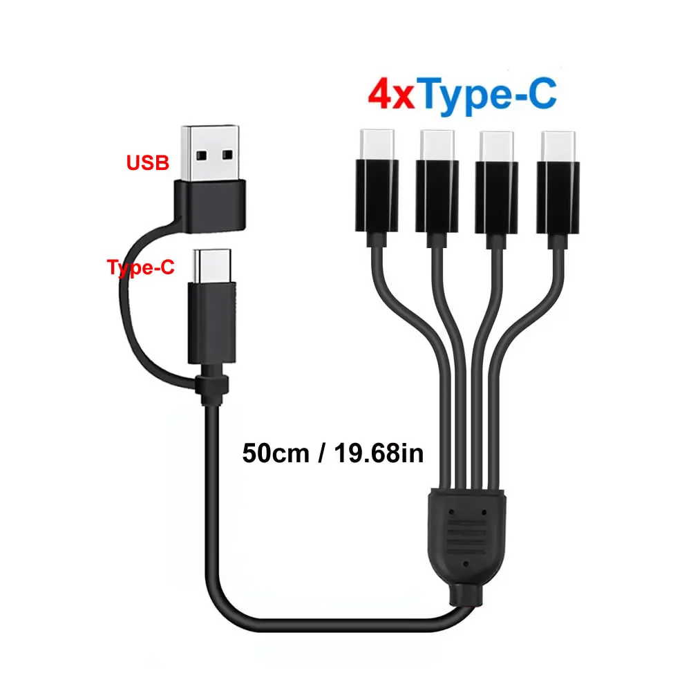 Kurzes Kabel 5V USB A C zu Typ C Mehrfach-Ladekabel 4-in-1 Micro-USB-Splitter-Adapterkabel 4-Port USB-C PD Splitter-Kabel – Detail 11