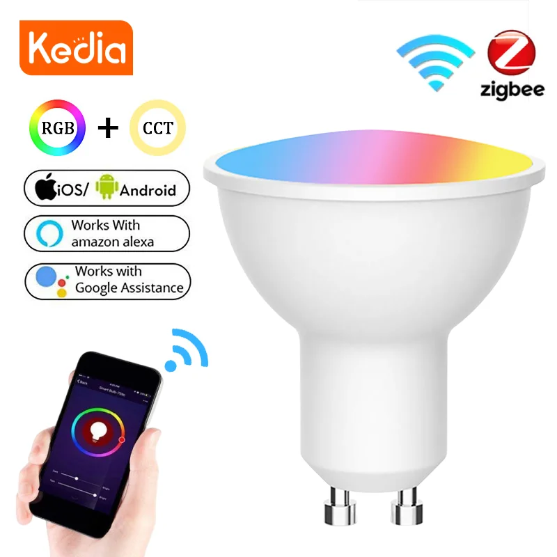 Kedia Tuya Gu10 Zigbee And Wifi Led Lights Bulb 4w Rgbw Smart Home