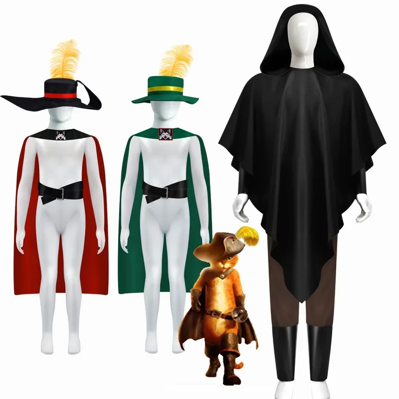 Anime Movie Puss In Boots Puss Adult Kids Cosplay Costume Mantello Cappello Cintura Suit Cat Puss Costume Completo Costume Di Halloween