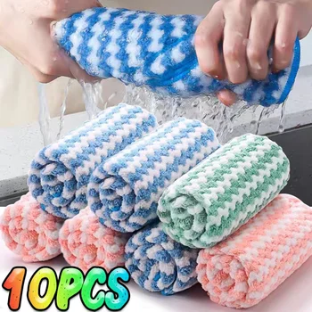 Strofinacci in pile a doppia faccia panni per la pulizia Super assorbenti pagliette per il lavaggio della cucina stracci per piatti finestre in vetro asciugamano per pulire 1