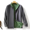 Autumn Winter New Thickened Cashmere Coat Men's Front and Back Standing Neck Zipper Cardigan 100% Merion Wool Knitted Jacket Top 1