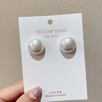 Trend 2.0CM Big Imitation Pearl Round Stud Earrings Minimalist Statement Brincos for Women Geometric Party Wedding Girl Gifts
