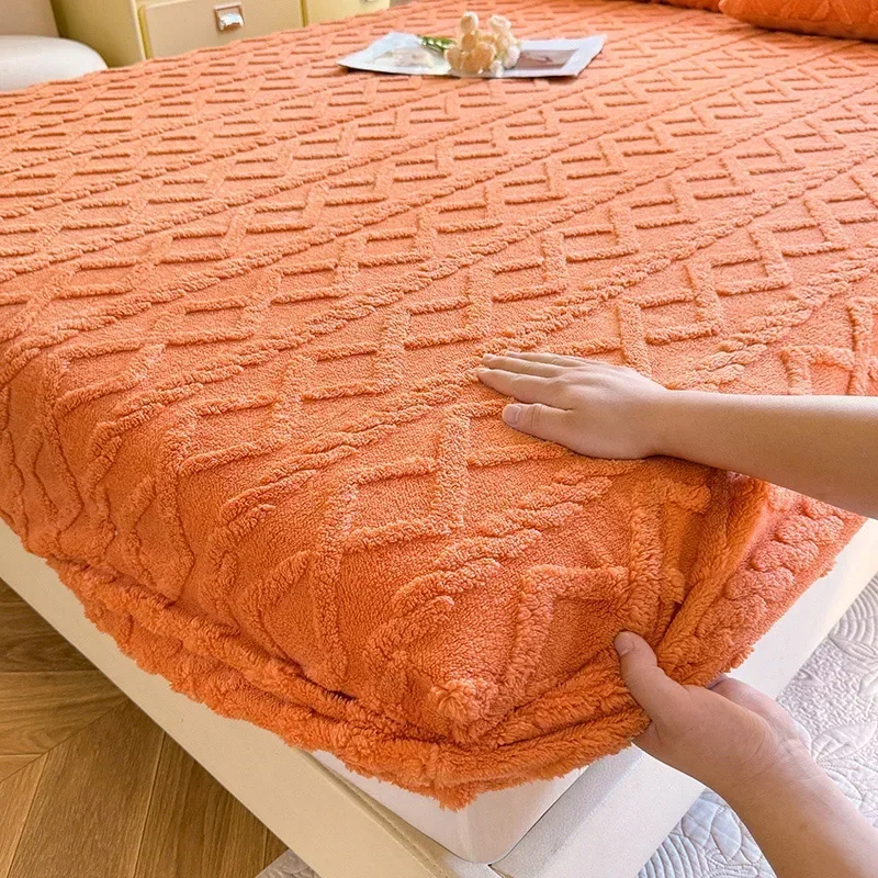 1 pc Flannel Fleece Bed Sheet for Winter Warm sofa bed matrimonial Coral Fleece Fluffy Fitted Sheets for Double Beds Sheets 6
