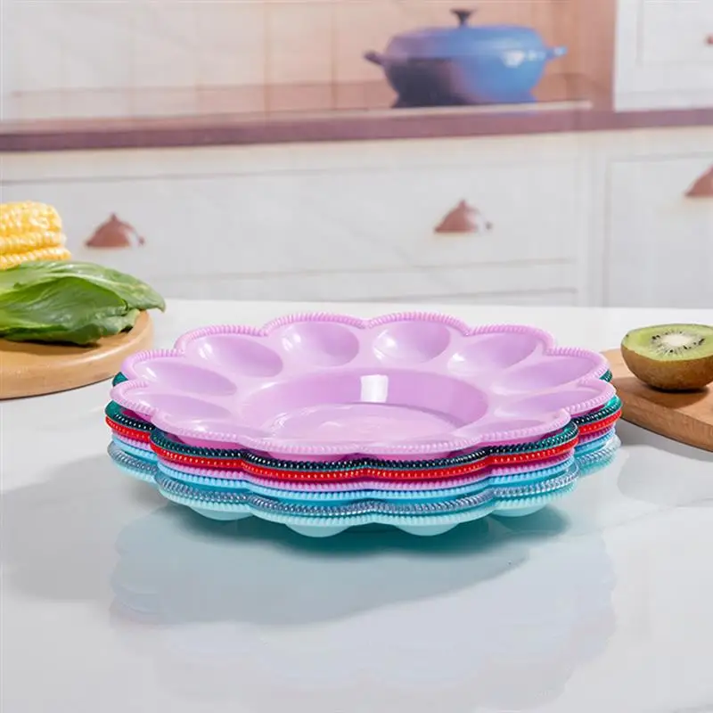 3Pcs Deviled Egg 서빙 트레이 계란 접시 계란 디스펜서 랙 Fiesta Deviled Egg Plate 계란 트레이 냉장고 계란 회전 목마