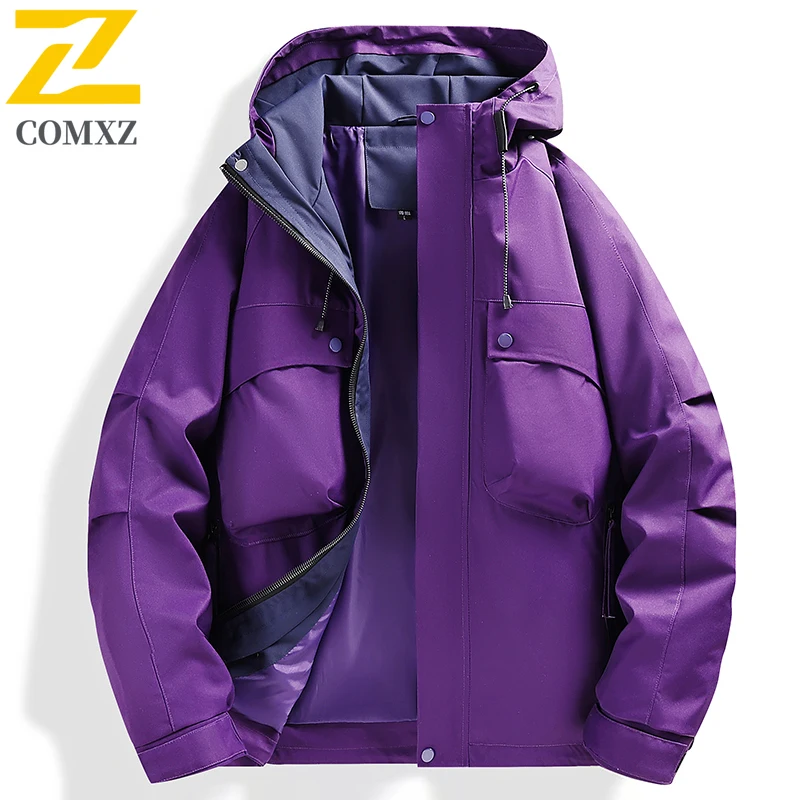 Unisex Waterproof Windproof Hooded Hiking Jacket Outdoor Camping Fishing Raincoat Lightweight Breathable Mountaineering Coat