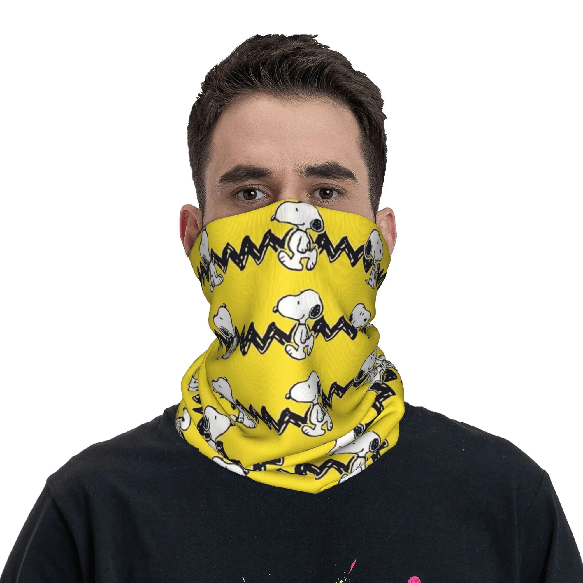 Snoopys Cartoon Bandana Neck Gaiter Windproof Face Scarf Cover Women Men Headband Tube Balaclava cycling bandana,neck wrap,neck gaiter,bandana neck cover,headband tube