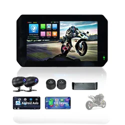 SUNWAYI Portable Motorcycle TPMS Tire Pressure DVR Dual camera 1080P  Touch screen BT Motorcycle GPS Wireless Carplay Android