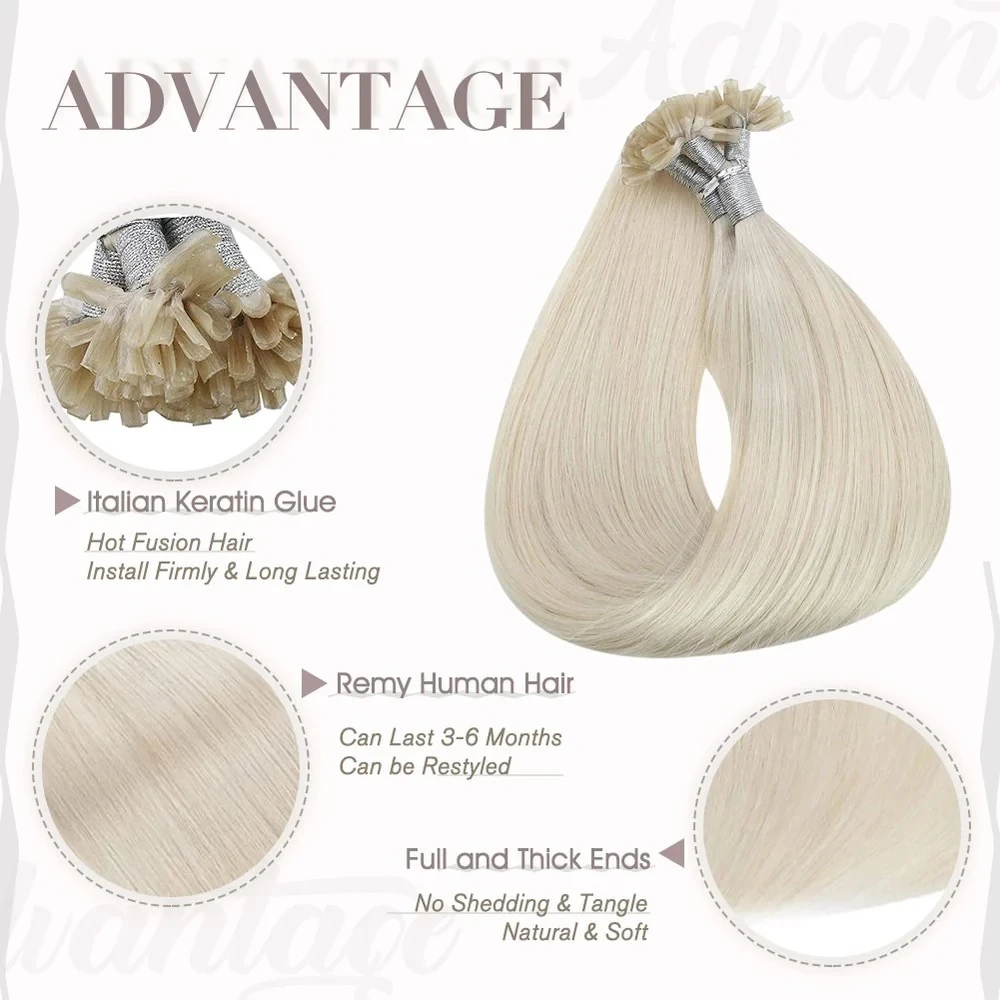 Estensioni dei capelli a fusione calda Full Shine Estensioni dei capelli umani con punta a U per unghie dei capelli umani Capelli Remy al 100% - immagine 3