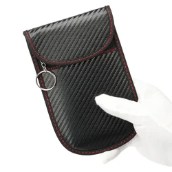 Enhanced Anti - Theft RFID Signal Blocking Faraday Pouch with Double - Layer Carbon Fiber (Black)